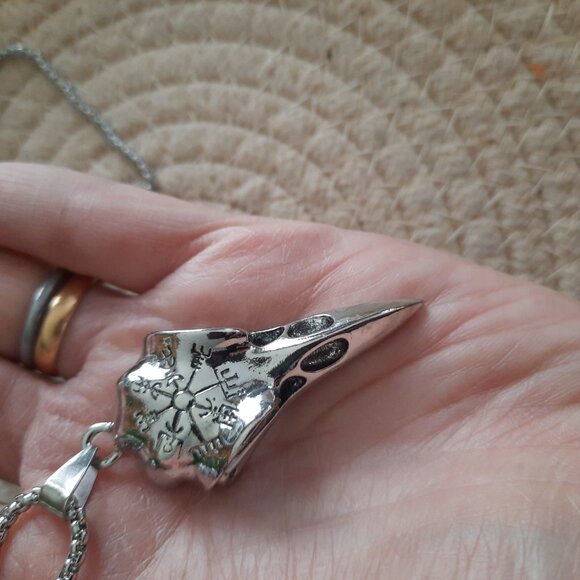 Raven Skull Pendant Gothic Pendant Necklace - Stainless Steel, NEW! - Picture 6 of 14